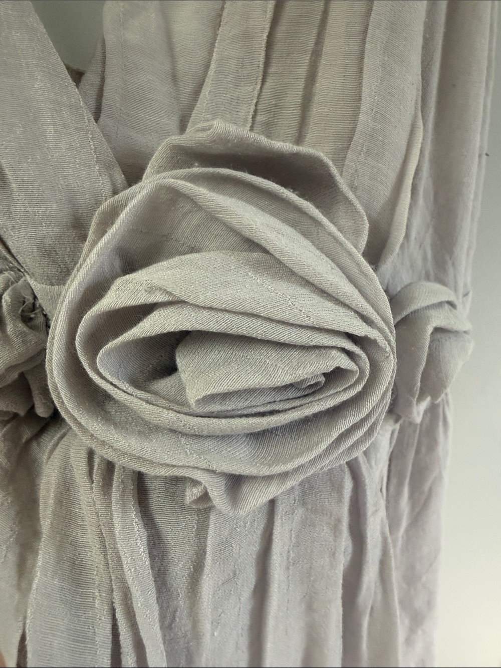 Anthropologie Sine Light Gray Sleeveless V-Neck Floral Waist Sundress - Picture 5 of 9